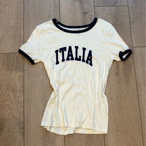 Brandy Melville Italia Tee - Cream and Black